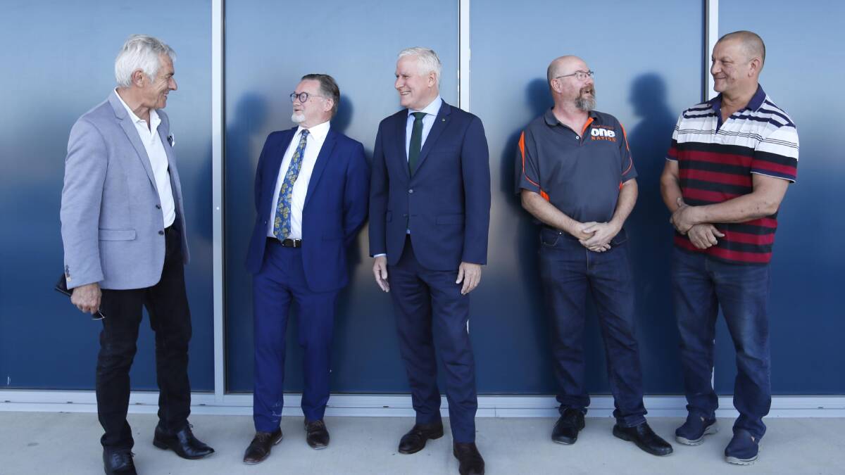 CAMPAIGNING: (left to right) Daniel Martelozzo (UAP), Mark Jefferson (Labor), Michael McCormack (Nationals), Richard Orchard (One Nation) and Darren Ciavarella (Independent) after the AEC ballot order draw. Picture: Les Smith