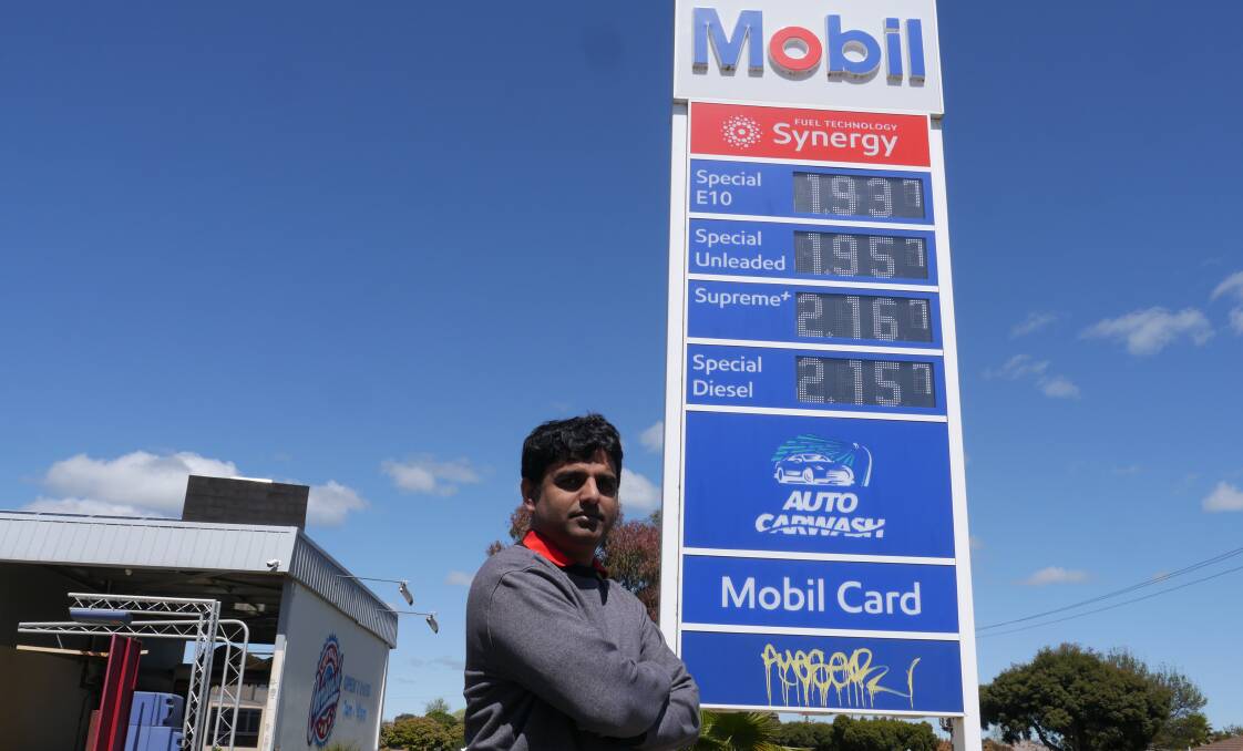 Mobil manager Navim Gowda said the price hike at his Wagga and Lake Albert service stations are out of his hands. Picture by Andrew Mangelsdorf