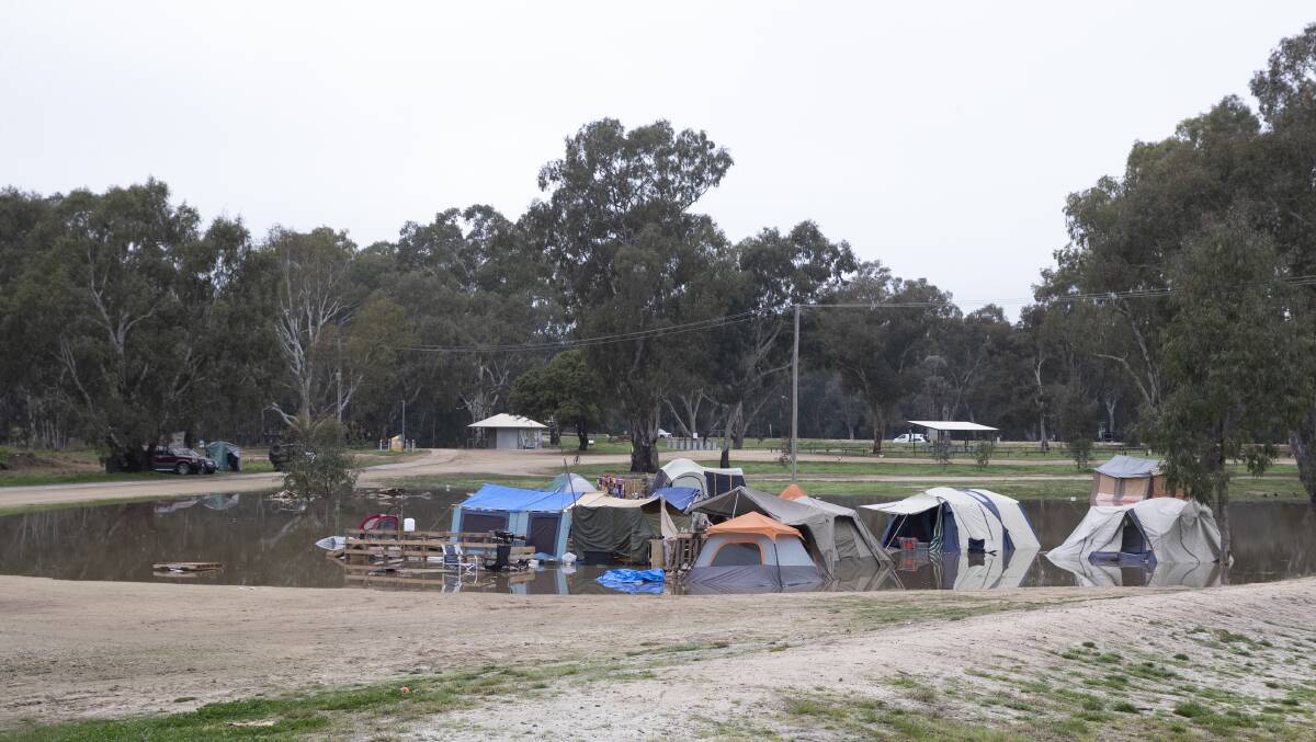 RUINED: Wilks Park and the belongings of many of Wagga's homeless were inundated when the Murrumbidgee River broke its banks. Picture: Madeline Begley.