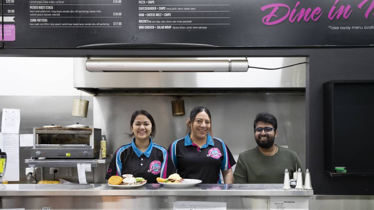 Excitement all-round: Ray Ray's Diner casual worker Samana Adhikari (L) with owner-managers Nancy Martinez and Jag Velagandula. Picture: Madeline Begley