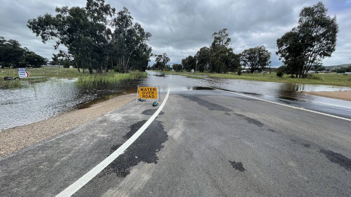 Water over the road at Mangoplah Road, The Rock on Wednesday morning. Picture by Taylor Dodge