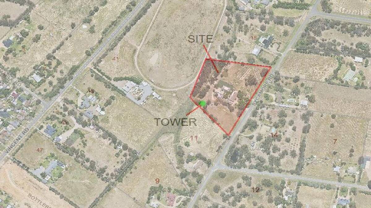 The telecommunications tower - set to rise more than 30 metres into the air - will, if approved, be installed about 100 metres from Sycamore Road, Lake Albert.