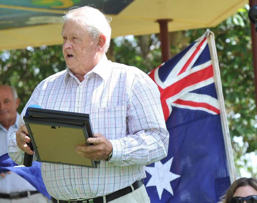 STALWART REMEMBERED: Former Coolamon Mayor Robert Menzies at the shire's Australia Day awards ceremony in 2012. Picture: Oscar Colman
