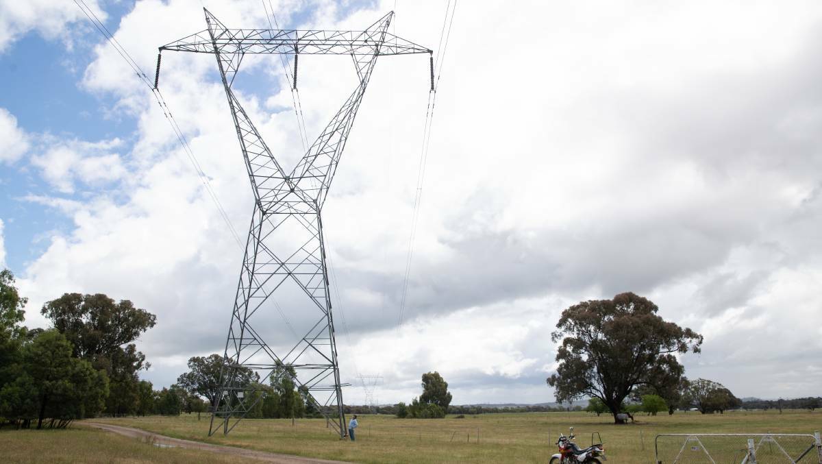 The HumeLink project will run three transmission lines between Maragle, Bannaby, and Wagga substations that will carry up to 500 kilovolts. File picture