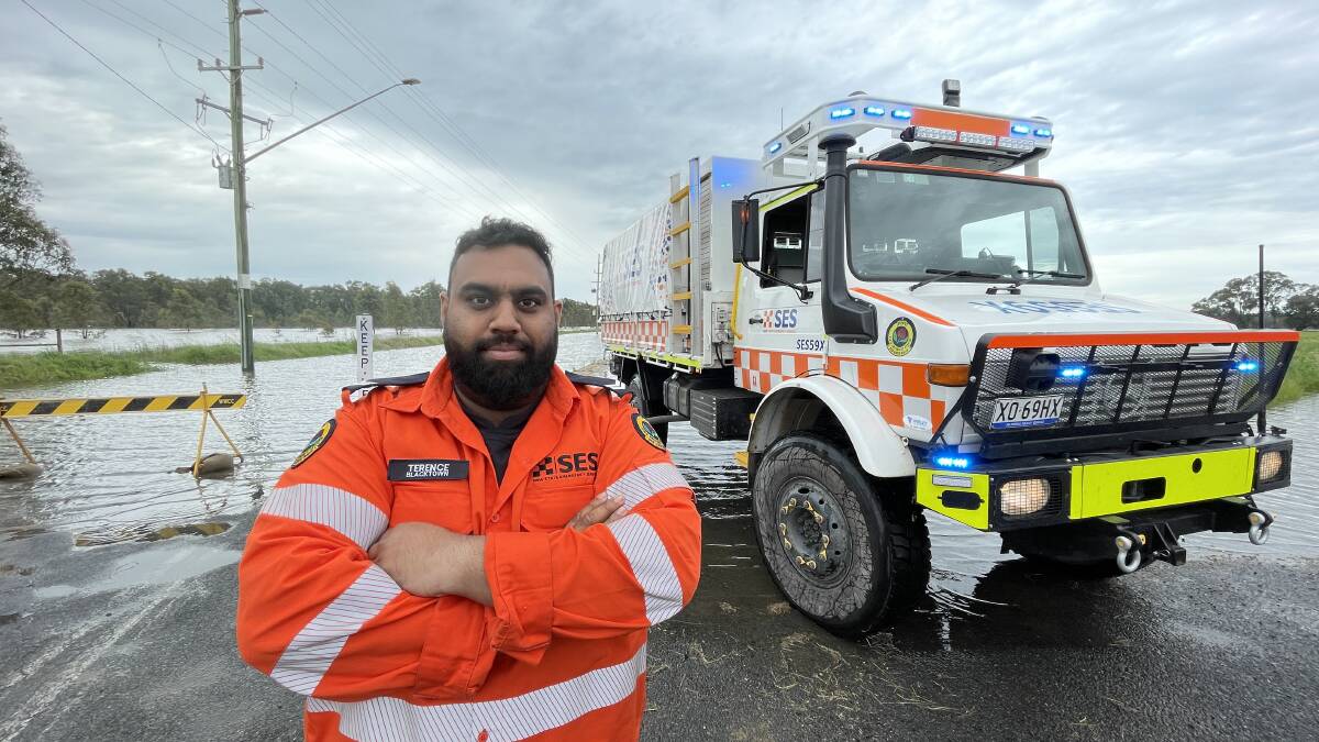 Driver of the SES high-clearance Unimog truck Terence Siriwardena has spent the past five days assisting with the flood effort. Picture by Andrew Mangelsdorf