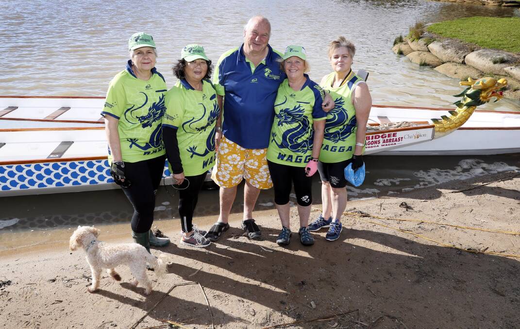 IT'S OFFICIAL: Bidgee Dragon's latest Level One accredited officials for dragon boat regattas, (L) Catherine Peters, Denise Ma, Ken Sergeant, Sue MacDonald and Kath O'Connor. Picture: Les Smith. 