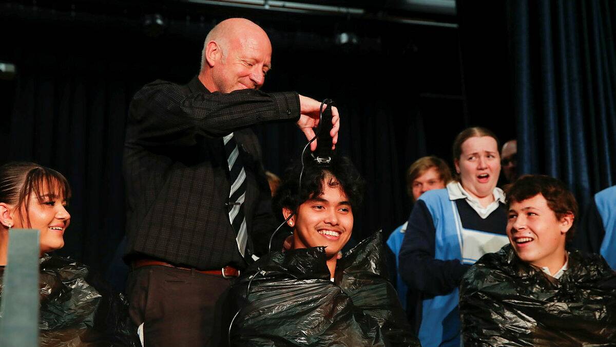 Wagga High School students and teachers braved the razor to take part in the World's Greatest Shave and support those with leukaemia on Friday. Pictures by Tom Dennis