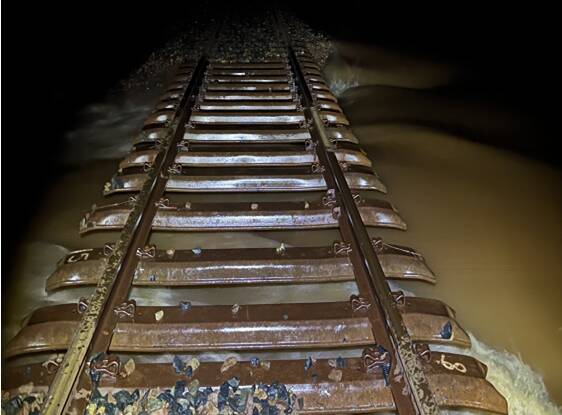 A stretch of flooded track near Naradhan earlier this week. Picture contributed