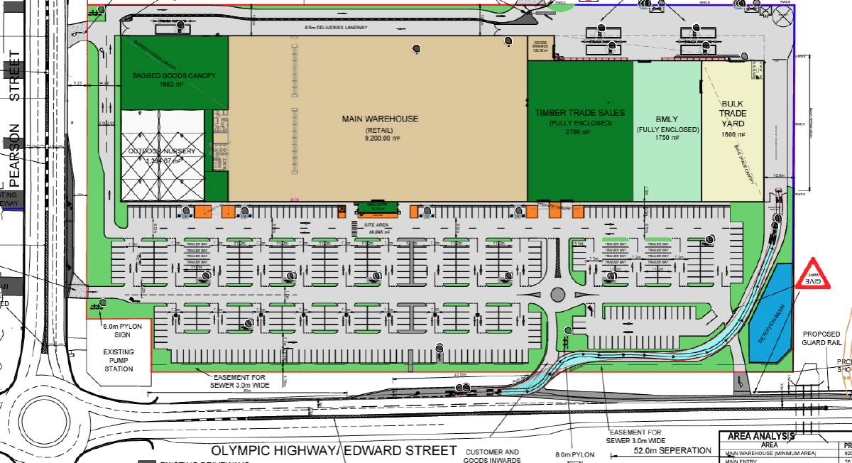 Bunnings has requested the Wagga Council reconsider access for light vehicles onto Pearson Street as part of plans for its new site at the Barbeques Galore roundabout. Picture contributed