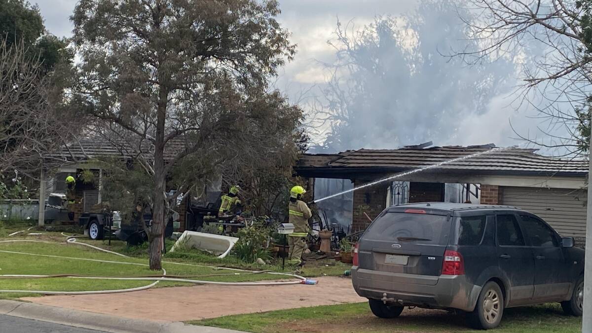 GUTTED: The large blaze gutted the house and caused the roof to collapse before firies were able to safely extinguish it. PHOTO: Vincent Dwyer