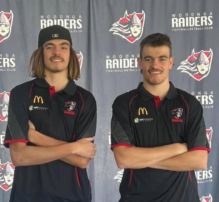 Twin brothers Jaxon and Blake Ryan have signed with Wodonga Raiders for next season. Picture from Wodonga Raiders Football & Netball Club