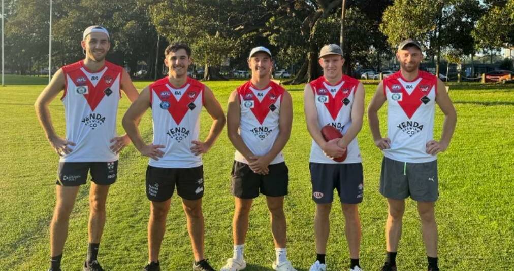 Riley Lucas, Tom Baxter, Cooper Kilpatrick, Tom Tyson and Heath Northey have signed with Griffith for the upcoming season. Picture from Griffith Swans