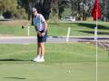Southern Sports Academy's Harry Uphill watches his putt closely during the Academy Games at Wagga Country Club. Picture by Les Smith