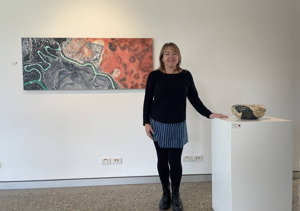 North Wagga artist Rachelle Mascini captured the Murrumbidgee River in paintings and ceramics. Picture by Georgia Rossiter