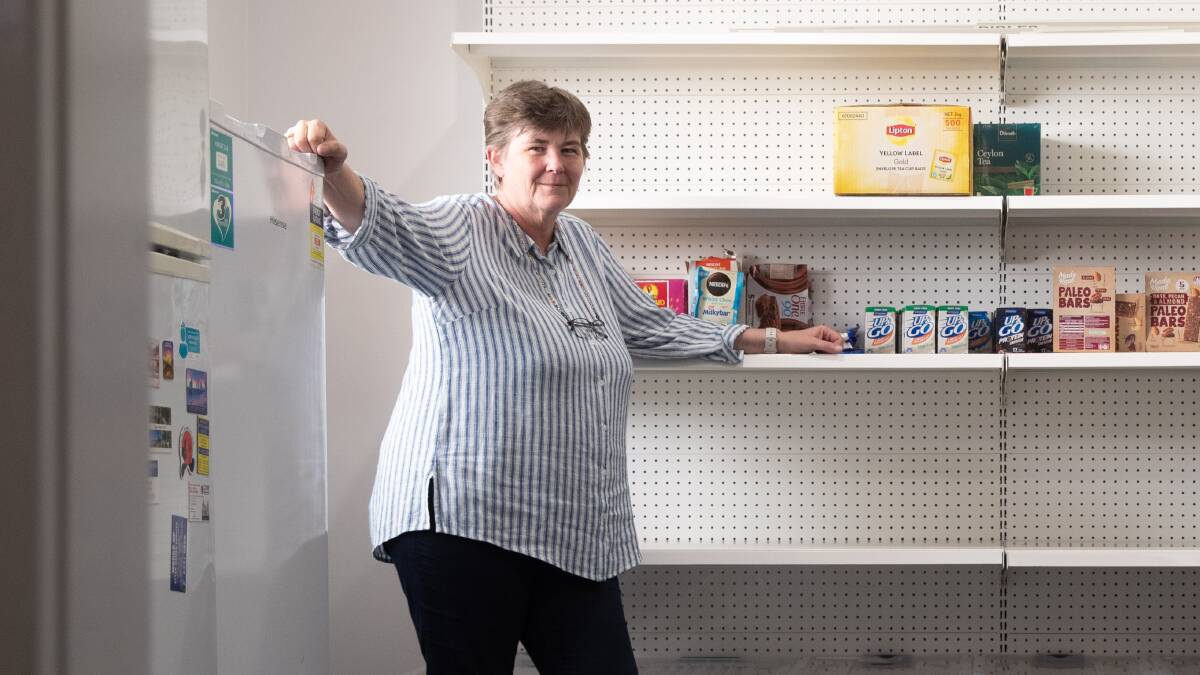 Salvation Army Wagga Doorways coordinator Jen Cameron pictured at the programs discount pantry. File picture 