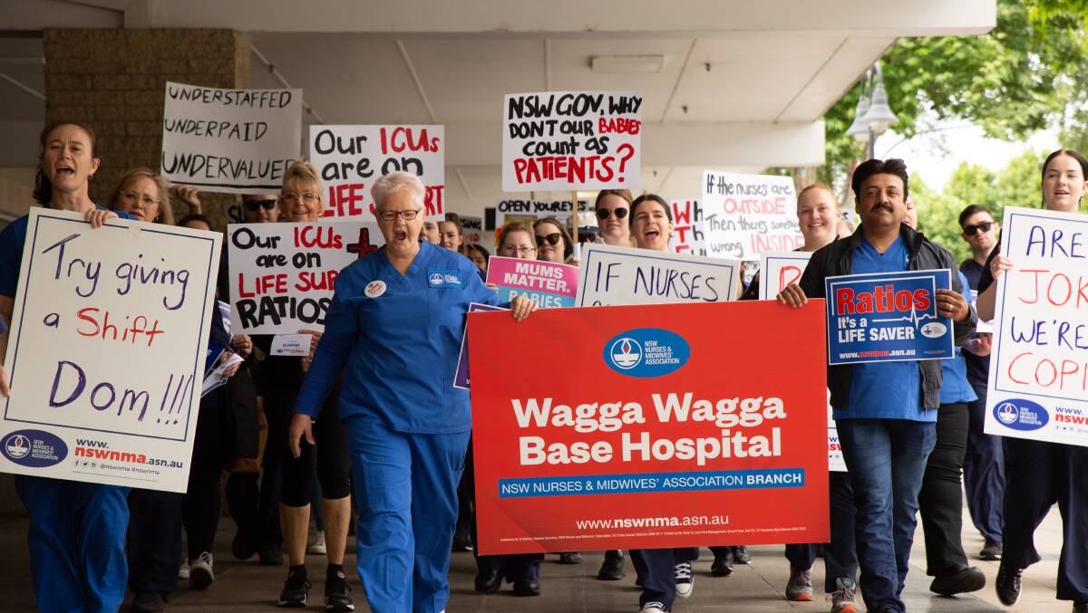 Wagga nurses and midwives joined colleagues statewide calling for nurse-to-patient ratios. Picture by Madeline Begley