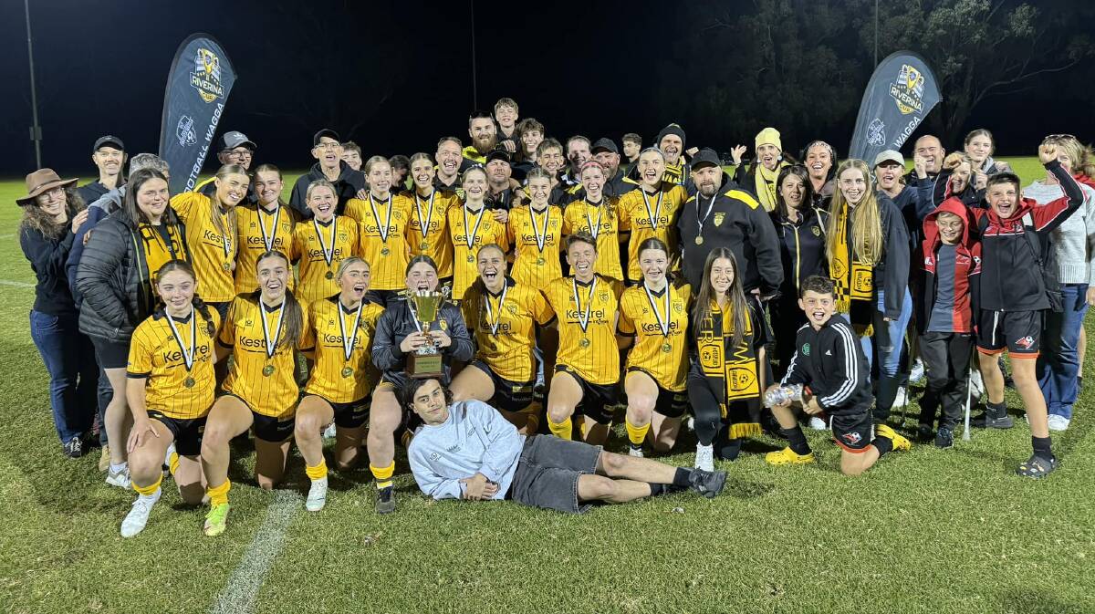 Albury Hotspurs celebrate their Riverina Cup win with their supporters. Picture supplied