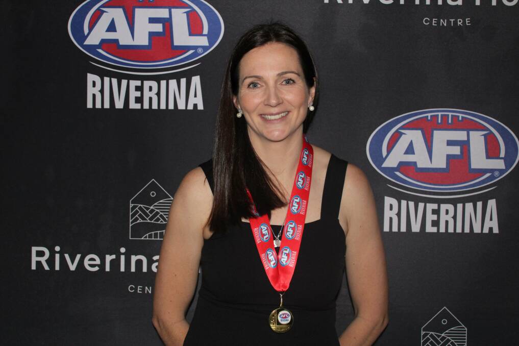 Griffith playing coach Joh Munro won the Riverina League A grade best and fairest medal on Wednesday night. Picture by Jimmy Meiklejohn