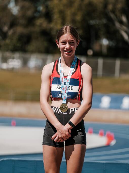 Temora High School's Grace Krause has impressed at school championships over the past month, including several broken records and gold medals. Picture supplied.