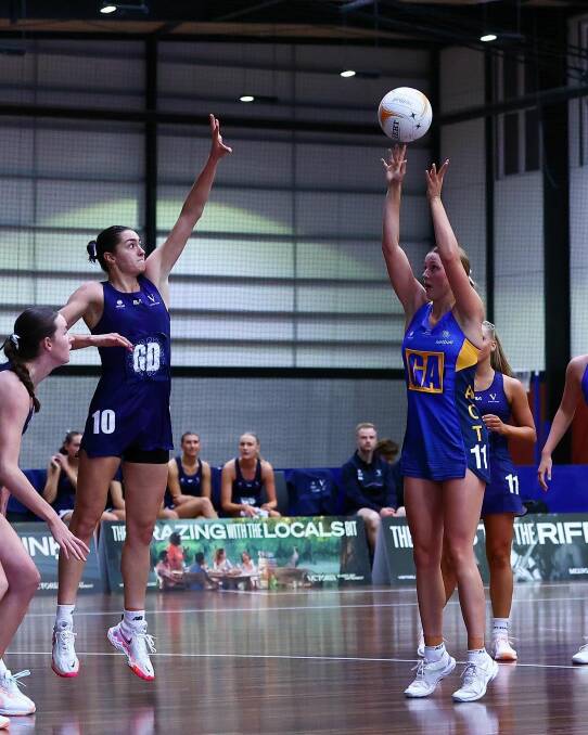 Kaylah Upfield shoots for ACT at the National Netball Championships. Picture by Netball Australia