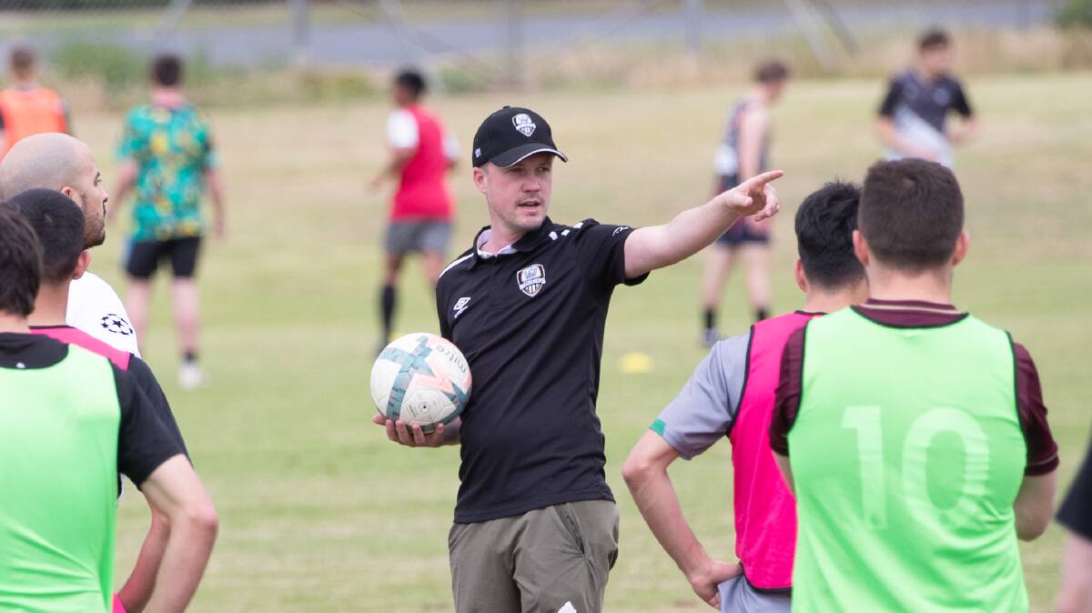 Wagga City Wanderers coach Andy Heller during trials in late 2023. Picture by Madeline Begley