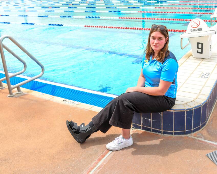Emily Gralton won't play in her Wagga Water Polo grand final after fracturing her foot. Picture by Bernard Humphreys