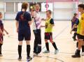 Michaela Thornton visits Wagga Futsal at Equex Centre on Monday afternoon, wrapping up a game with 'Skill School' players. Picture by Madeline Begley