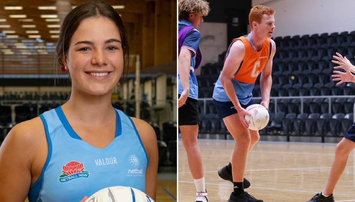 Grace Whyte and Jake Bourchier are playing for NSW in this week's National Championships. Pictures: Netball NSW/Men's Netball NSW