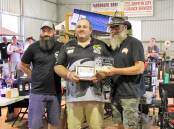 NSW Metal Detecting Championships founder Mark Richard with last years senior state champion Darryl Cocks and this year's major sponosr, Aussie Detectorist's Justin Cleghorn. Picture supplied