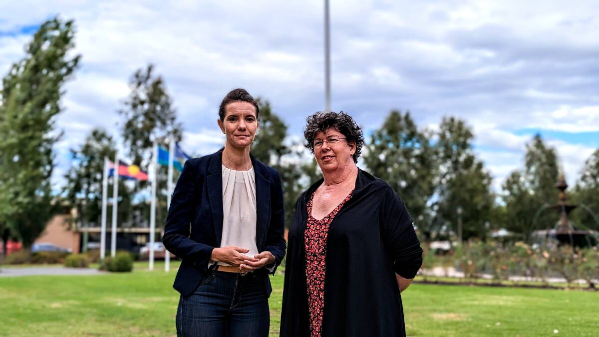 Shadow Minister for Housing and Homelessness Rose Jackson with Labor Candidate for Wagga Keryn Foley.