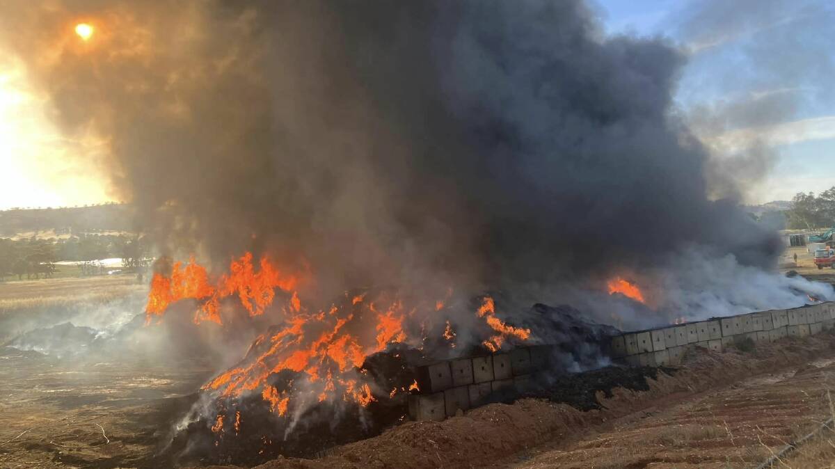 NSWRFS said upwards of 2500 tons of material caught alight at the Cootamundra waste management facility. Picture supplied
