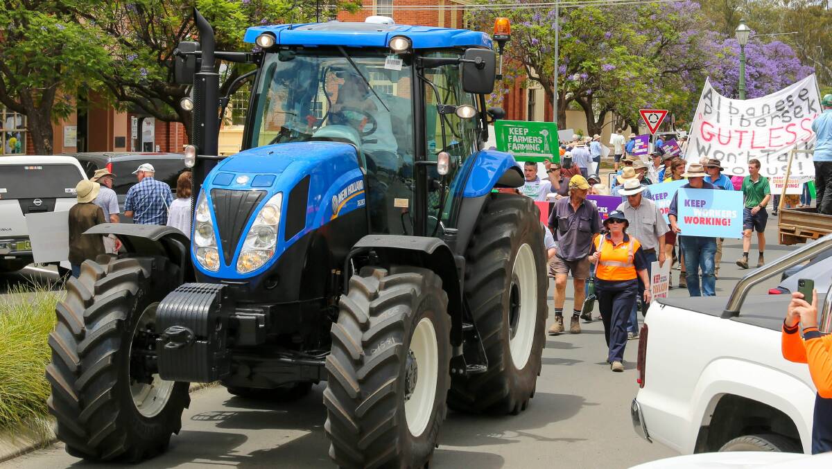 Heavy machinery led rallies in Deniliquin and Griffith. Picture supplied