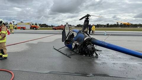 Emergency services respond to a helicopter crash at Wagga Airport on Saturday May 27, 2023. Pictures supplied