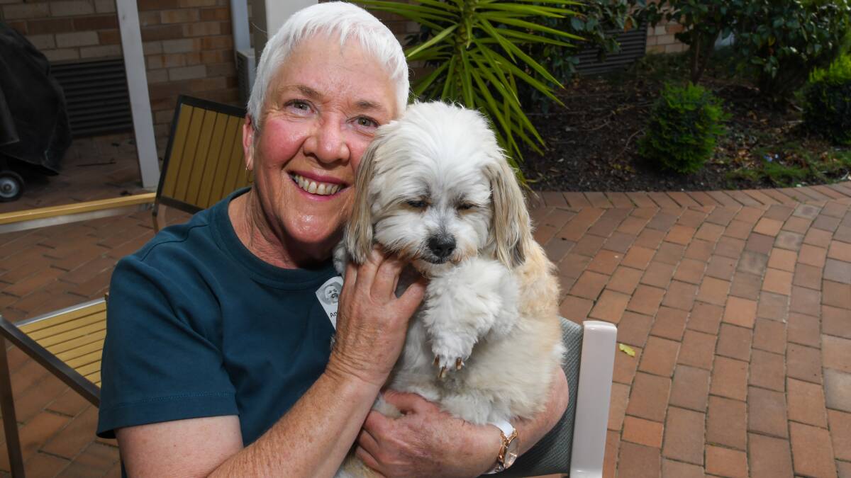 Anne O'Connor and her dog Ellie May were nominated for a volunteer award for their service to The Forrest Centre in Wagga. Picture by Bernard Humphreys