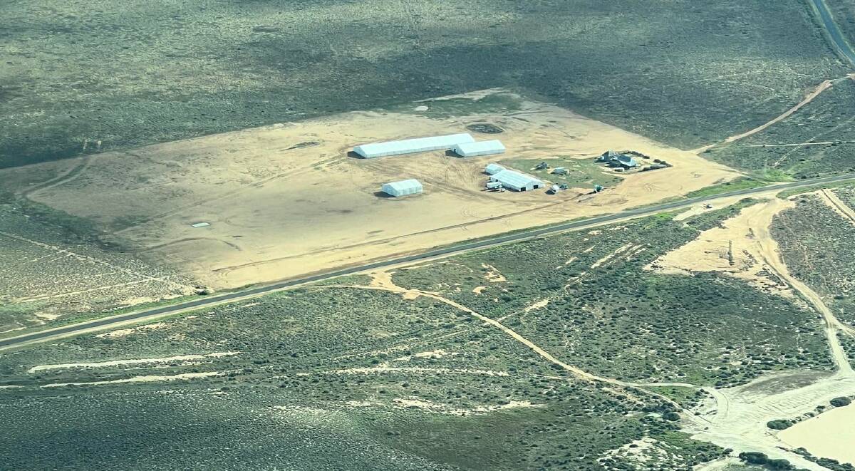 A Mad Max: Furiosa base at One Tree from the air, September 2022. Supplied picture