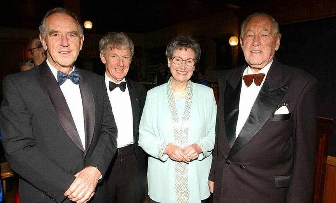TAKING THE LEAD: John Cain (l) here in 2002 during a visit to Ballarat with Peter Hiscock, Mary Akers and Sir Rupert Hamer, was driven by the desire for constant improvement. Picture Lachlan Bence 