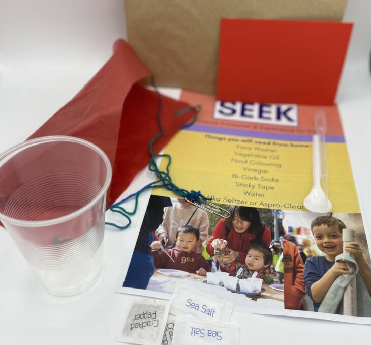 KITTED OUT: The SEEK take-home kit uses common items and ingredients to create kid-friendly experiments. This will be accompanied by a livestream event on September 30.