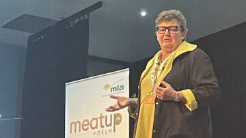 Dr Kate Burke speaks at the MeatUp forum in Wagga. 