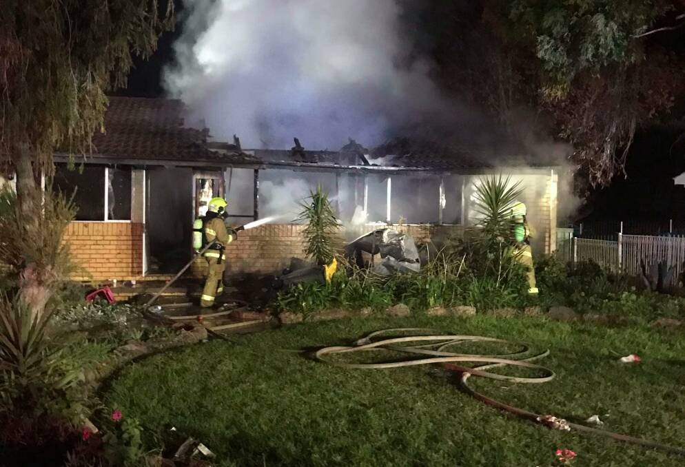 Firefighters were called to Heath Crescent at around 8.30pm on Monday. Picture: Fire and Rescue NSW Griffith. 