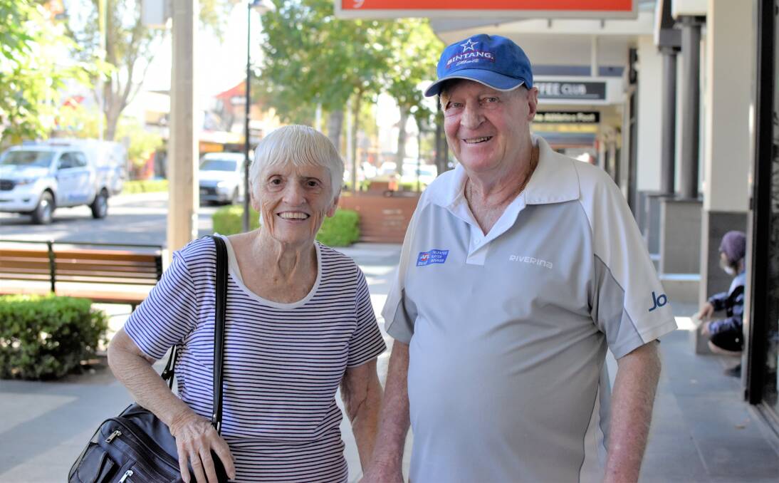 STILL SMILING: Margaret Cousley and Jack Cousley are managing to keep up a positive attitude in the face of the coronavirus pandemic. Picture: Kenji Sato
