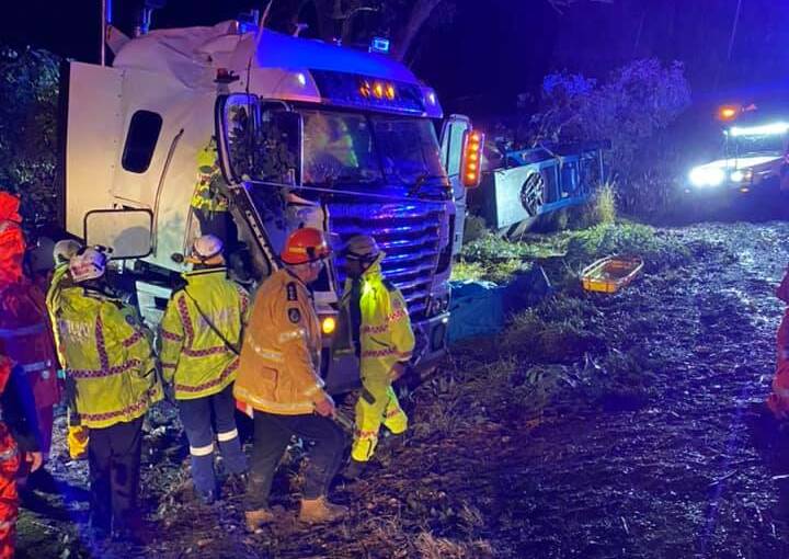 ROLLOVER: Tumut police believe Monday night's slippery conditions contributed to the crash. Picture: Contributed