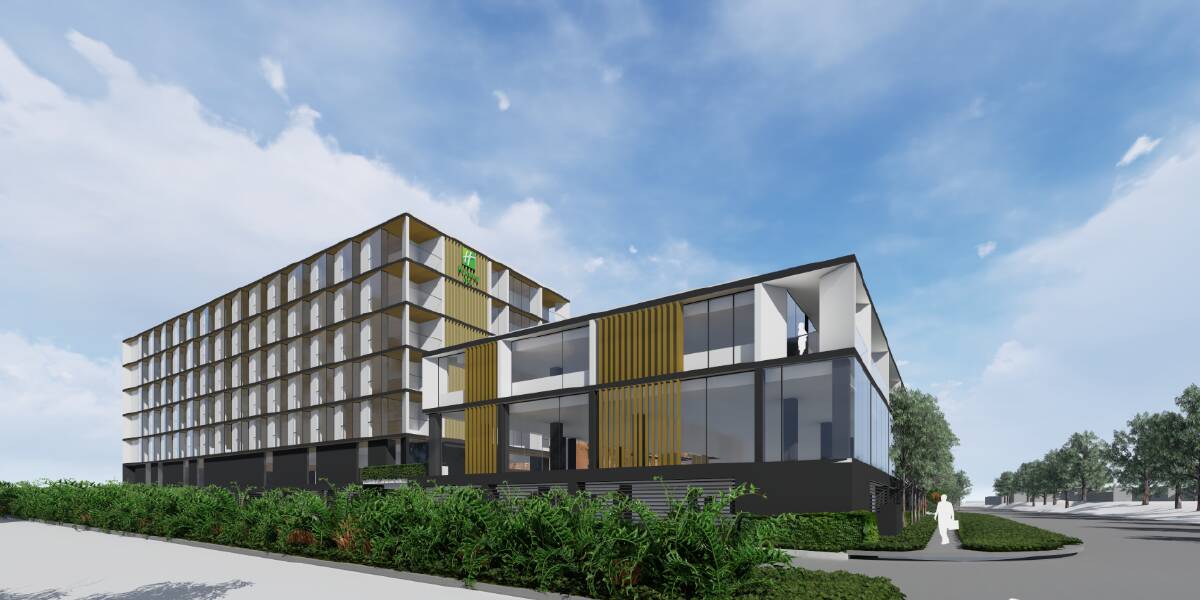 FULL STEAM AHEAD: Construction is under way on the Holiday Inn and Suites at Wagga's iconic Mill site. The new hotel, which boasts six storeys and 148 rooms, will be the city's largest hotel when it is completed. Picture: Contributed