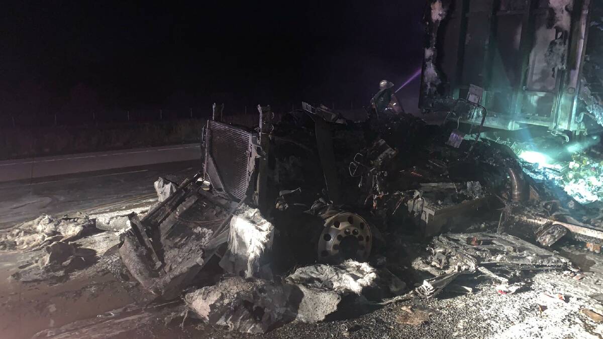 Truck catches fire on Hume Highway near Holbrook, driver unharmed