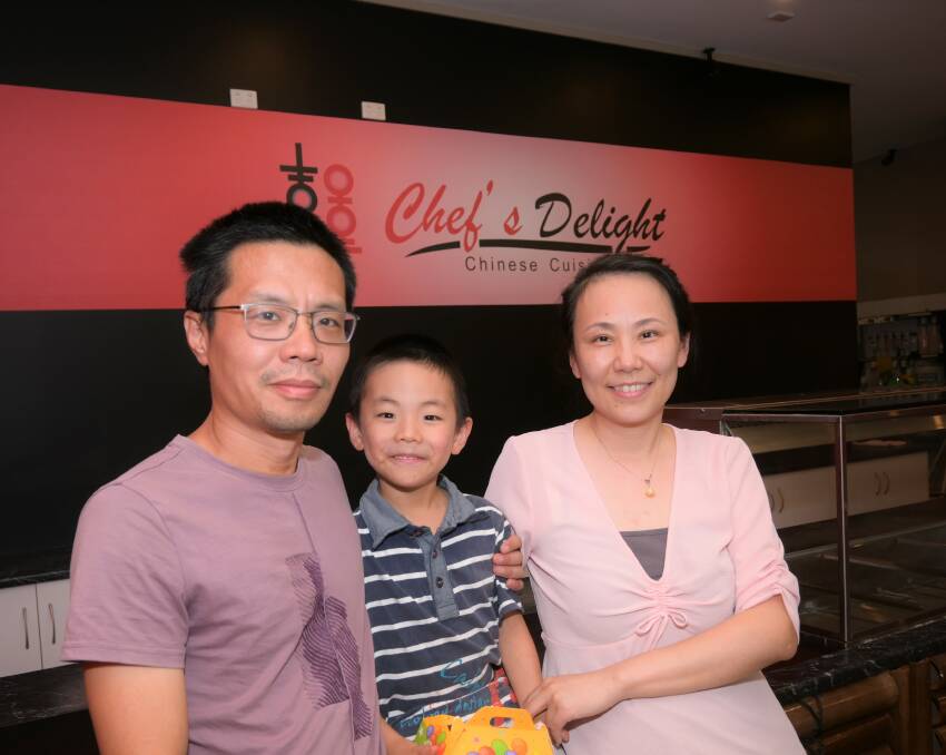 Johnny Zhou, Jayden Zhou, and Shirley Fang. Picture: Kenji Sato