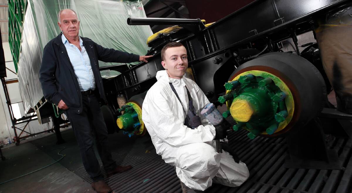 JOBS GALORE: Truck Art owner Terry Gibbs, with 17-year-old apprentice Blake Maher, says there is no shortage of work in the manufacturing industry. Picture: Les Smith