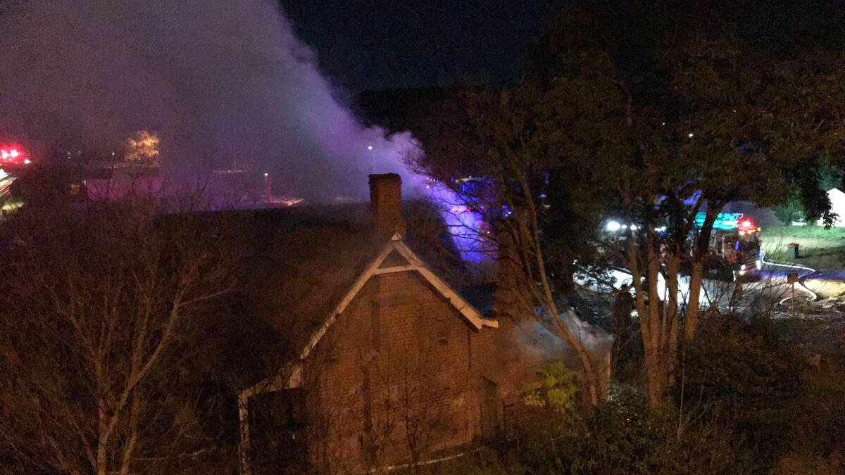Smoke could be seen emanating from the old railway building from blocks away. Picture: Supplied