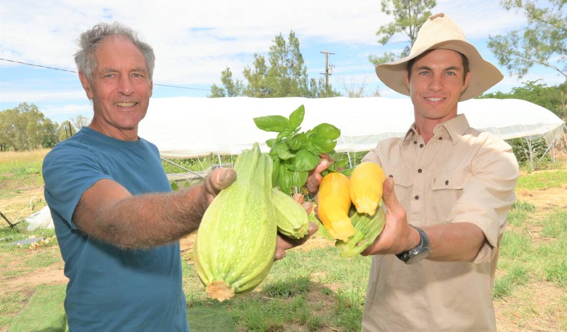 GROWING GREENS: Farmers Paul Nolte and Rick Storrier are starting a new growers market for Wagga's producers. Picture: Kenji Sato