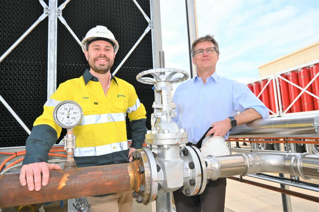 GOING GREEN: Southern Oil project engineer Thomas Goodwin and managing director Tim Rose. Picture: Kenji Sato