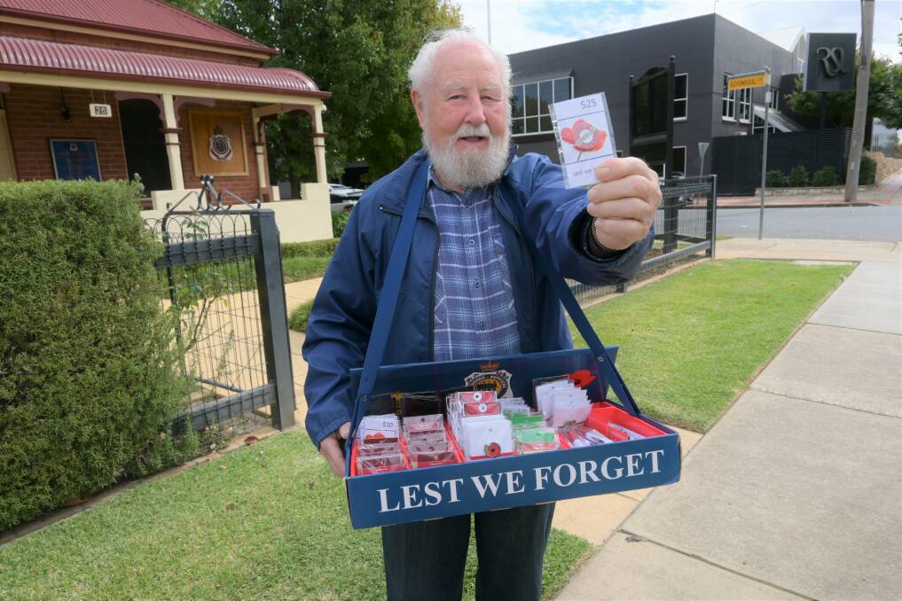 POPPY POWERHOUSE: Wagga veteran Ian Hurst has a reputation for being one of the club's most active fundraisers. He once sold over $19,000 worth of poppies in three weeks. Picture: Kenji Sato