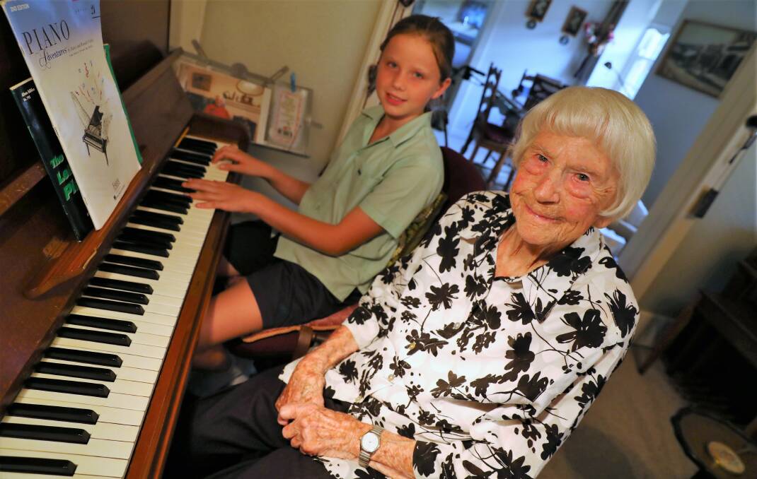IVORY TICKLER: Phyllis Davey teaches protege Talia Franklin the finer points of piano playing. PHOTO: Emma Hillier 